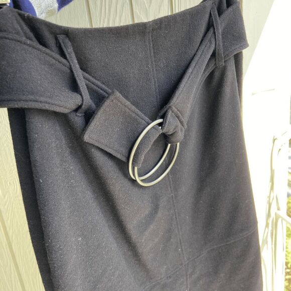 Betty Barclay Black Wool Pencil Skirt with Ring Belt, Size 6-8 - Picture 3 of 10